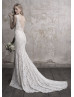 Sleeveless V Neck Beaded Ivory Lace V Back Wedding Dress